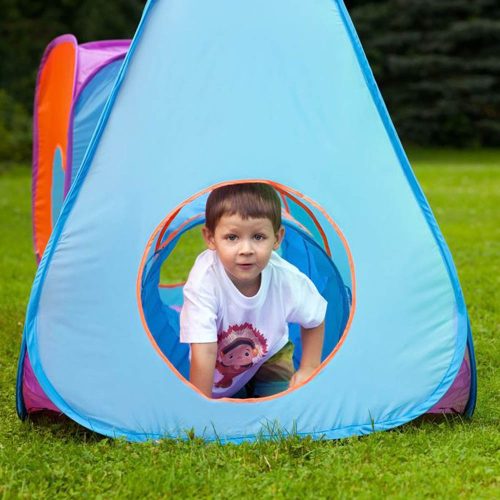 Baby Mix gyermek sátor 3az1-ben 3 részes narancs-kék – játszószőnyeg 9. kép