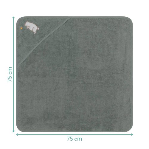 Fillikid kapucnis törölközõ 75x75 maci zöld 1032-54 – babatörölköző 1. kép