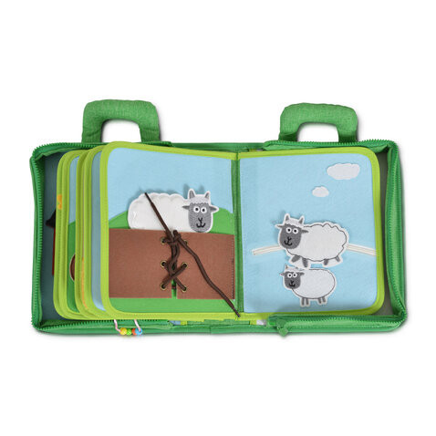 MONTESSORI foglalkoztató könyv textilből Happy Farm – Zsebi Baba Shop