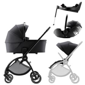 BRITAX RÖMER Comfort Plus STYLE Szett (Rio babakocsi + mózeskosár + Baby-Safe PRO babahordozó + Vario Base 5Z) Carbon…