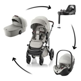 BRITAX RÖMER Smile 5Z Comfort Plus Set Lux (Smile 5z babakocsi + mózeskosár + Baby-Safe Pro + Vario Base 5Z) Linen…