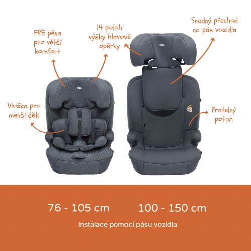 Zopa - Alfa R129 gyerekülés Grey – 76–150 cm-es autósülés 9. kép