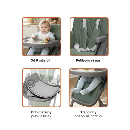 Zopa - Primo etetőszék Light Grey – etetőszék 1. kép