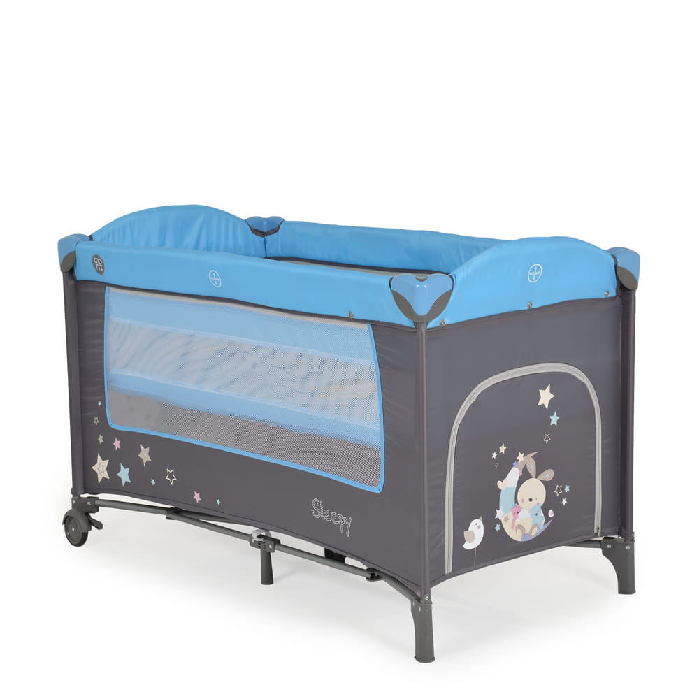 Moni - Sleepy összecsukható luxus babaágy 2 szint+pelenkázó+ játék kék