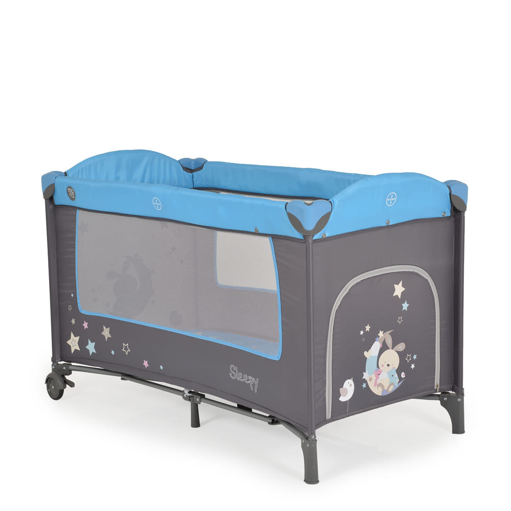Moni - Sleepy összecsukható luxus babaágy 2 szint+pelenkázó+ játék kék