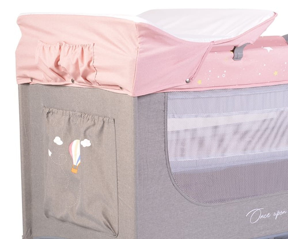 Cangaroo - Once upon3 2 szintes utazóágy zenélő játékkal, pelenkázós pink