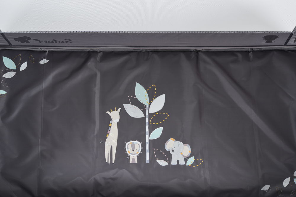 Cangaroo - SAFARI utazóágy 1 szintes, zippes kibújóval, állatmintás TÜRKIZ/kék