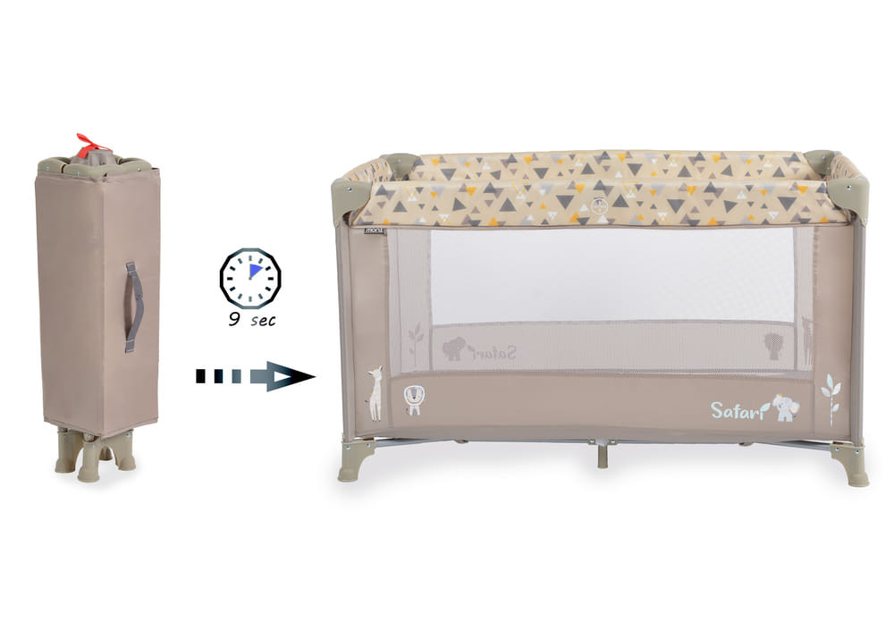 Cangaroo  - SAFARI utazóágy 1 szintes, zippes kibújóval, állatmintás BÉZS