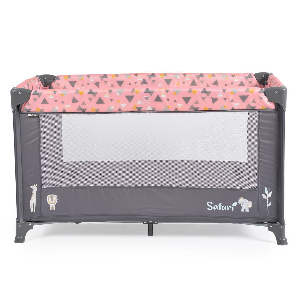 Cangaroo - SAFARI utazóágy 1 szintes, zippes kibújóval, állatmintás PINK/rózsa