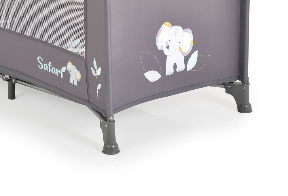 Cangaroo  - SAFARI utazóágy 1 szintes, zippes kibújóval, állatmintás GRAFIT