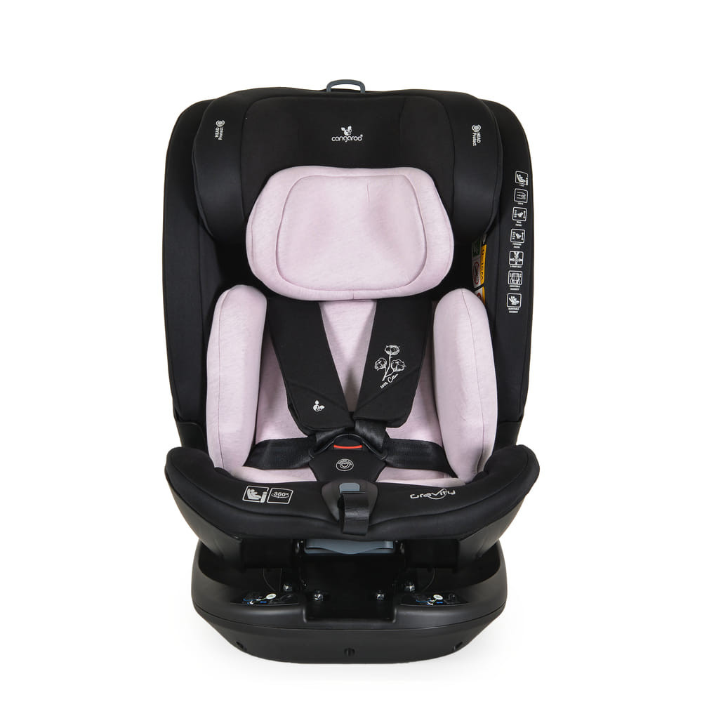 Cangaroo GRAVITY I-size autós ülés 40-150cm, SPS, forgatható talp, pamut huzat PINK – babatermék