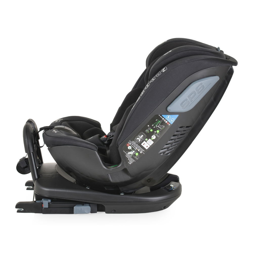 Cangaroo GRAVITY I-size autós ülés 40-150cm, SPS, forgatható talp, pamut huzat FEKETE – babatermék