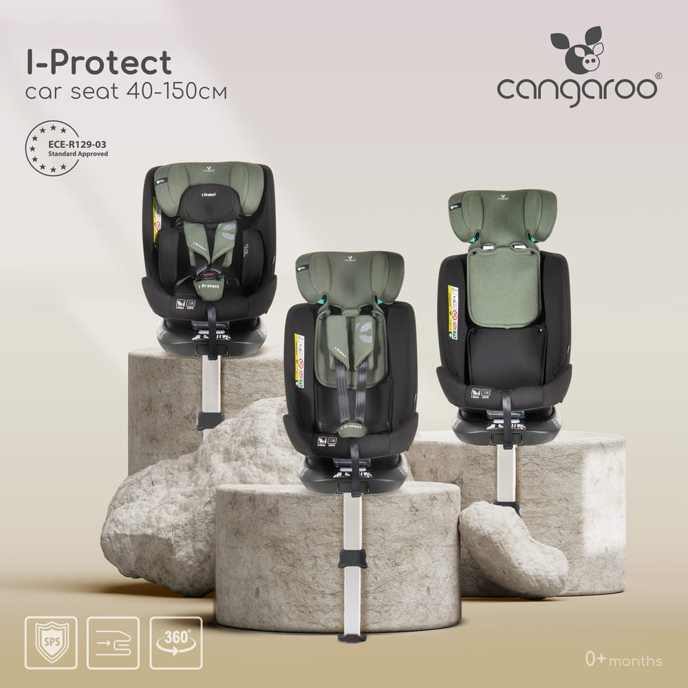 Cangaroo - i-PROTECT autós ülés 40-150cm támasztólábbal 360 forgatható PINK