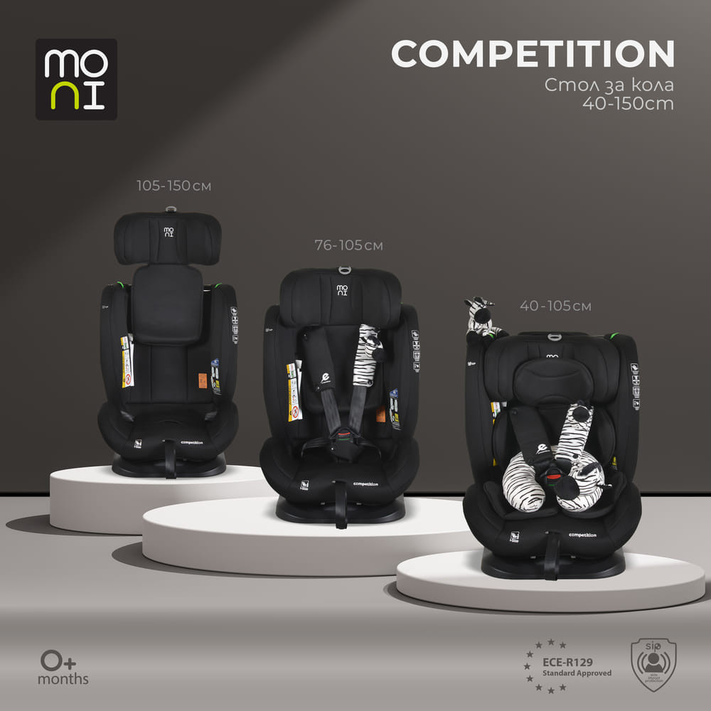 Moni COMPETITION - dönthető autós ülés 40-150cm FEKETE