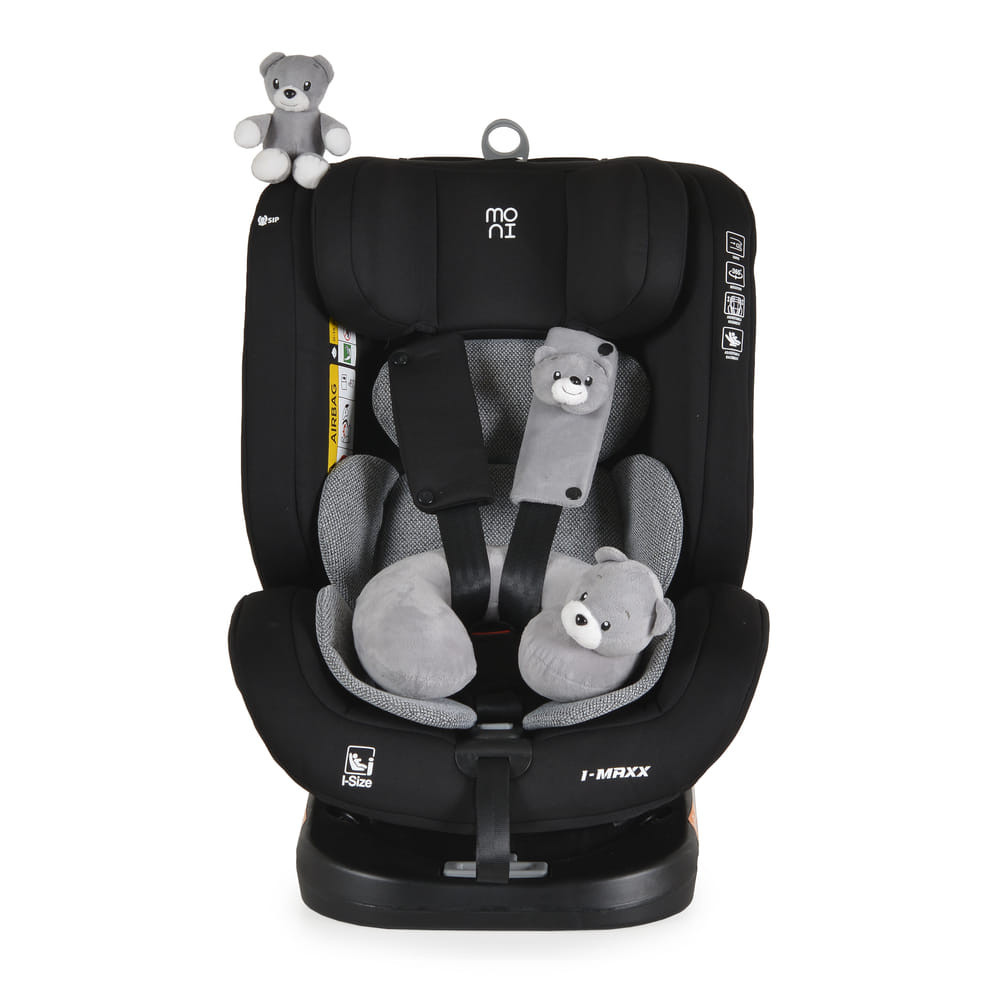 Moni i-MAXX - autós ülés, isofix, forgatható, 2 plüss+párna 40-150cm SZÜRKE