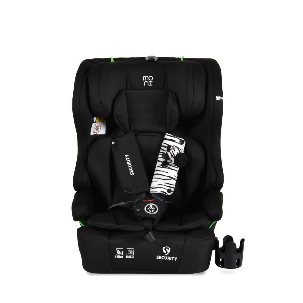 Moni - SECURITY autós ülés belső övvel, isofix, ajándék 2plüss+párna 76-150cm FEKETE