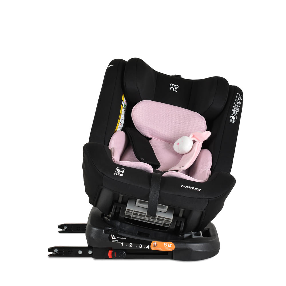 Moni i-MAXX - autós ülés, isofix, forgatható, 2 plüss+párna 40-150cm PINK