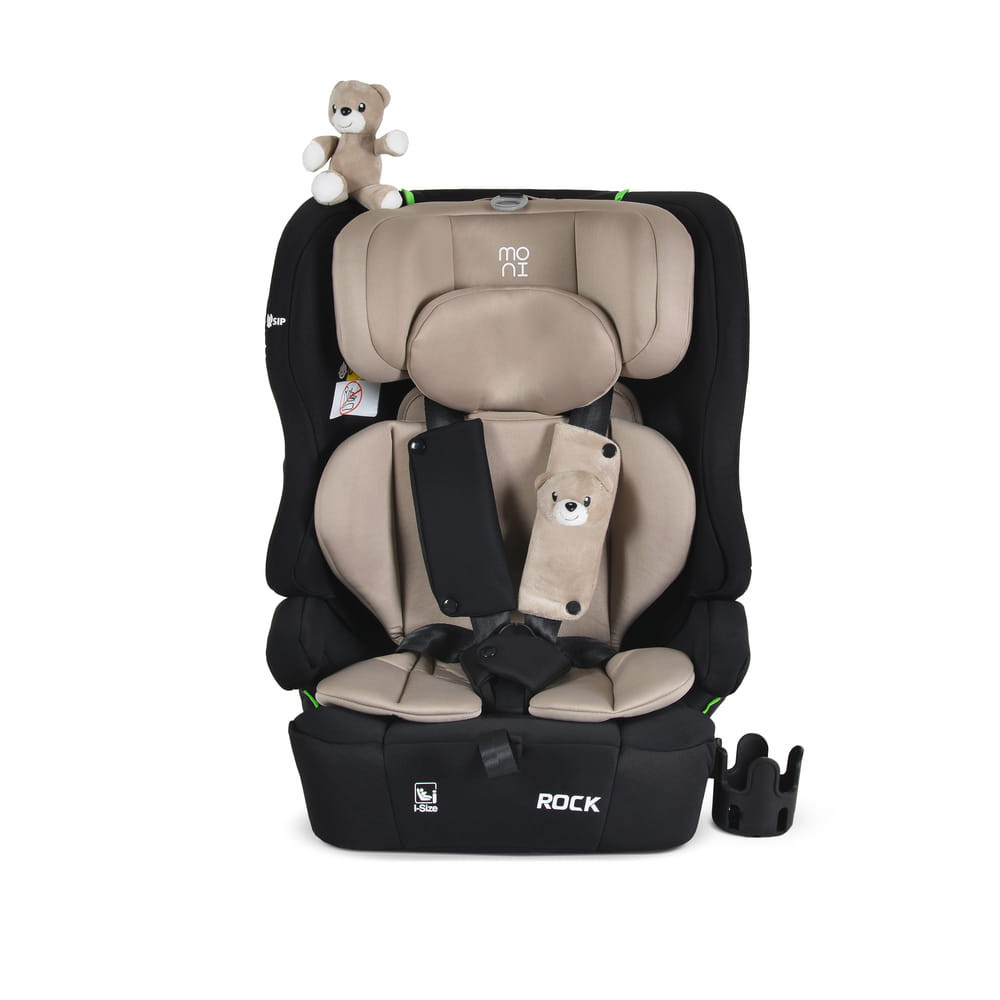 Moni - ROCK autós ülés 76-150cm, 2játékkal, pohártartó, belső öv, isofix nélkül BÉZS