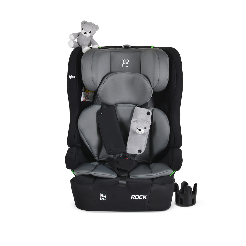Moni - ROCK autós ülés 76-150cm, 2játékkal, pohártartó, belső öv, isofix nélkül SZÜRKE