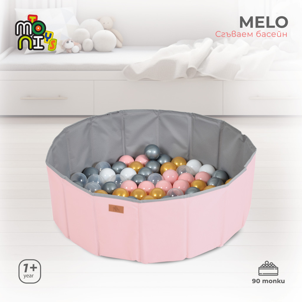 Moni - Labdamedence MELO 90 labdával összecsukható PINK – játszószőnyeg