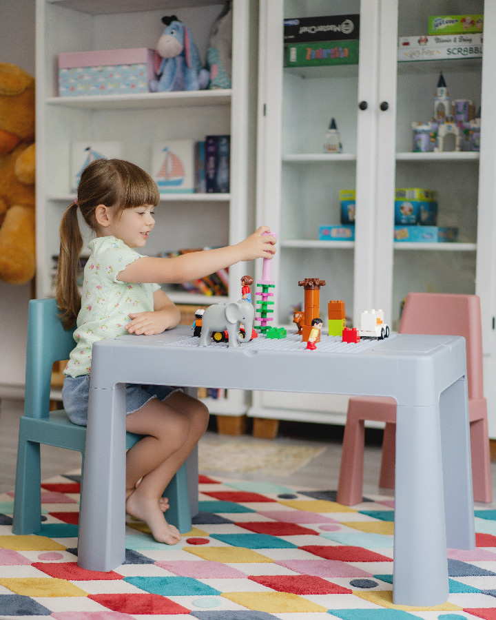 TEGA - MULTIFUN 3 in 1 Gyerek Asztal Türkiz Rózsaszín Szürke – gyermekbútor 3. kép