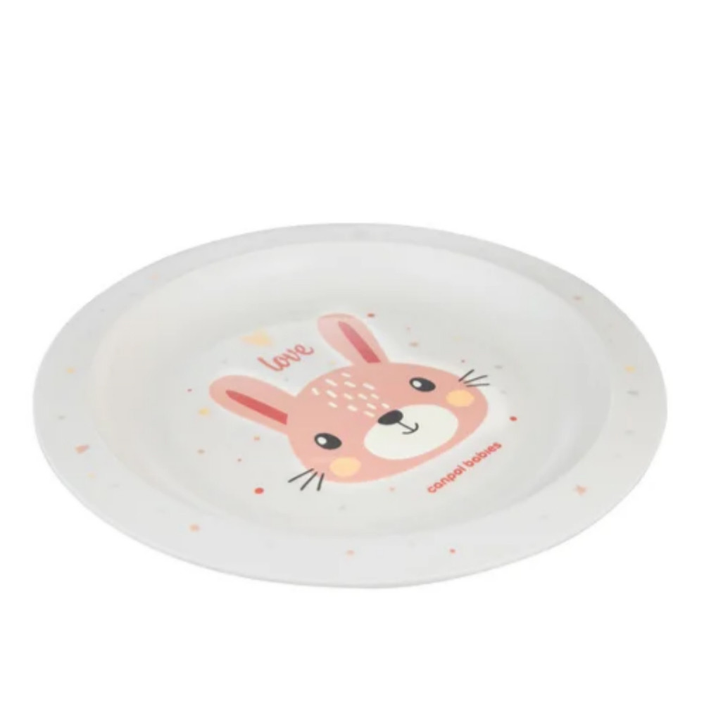 Canpol 4/411 - Műanyag lapos tányér Cute Animals Pink2 – babatermék