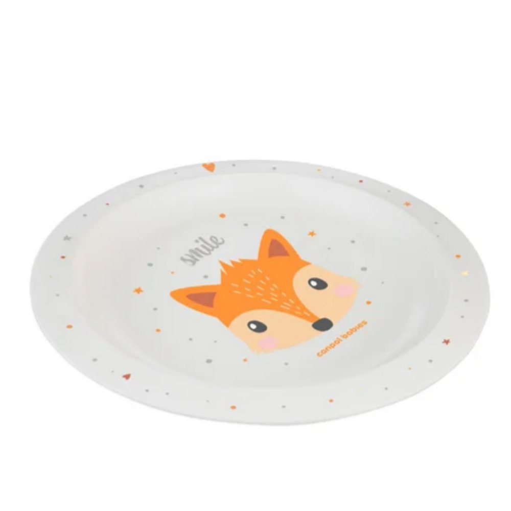 Canpol 4/411 - Műanyag lapos tányér Cute Animals Narancs – babatermék