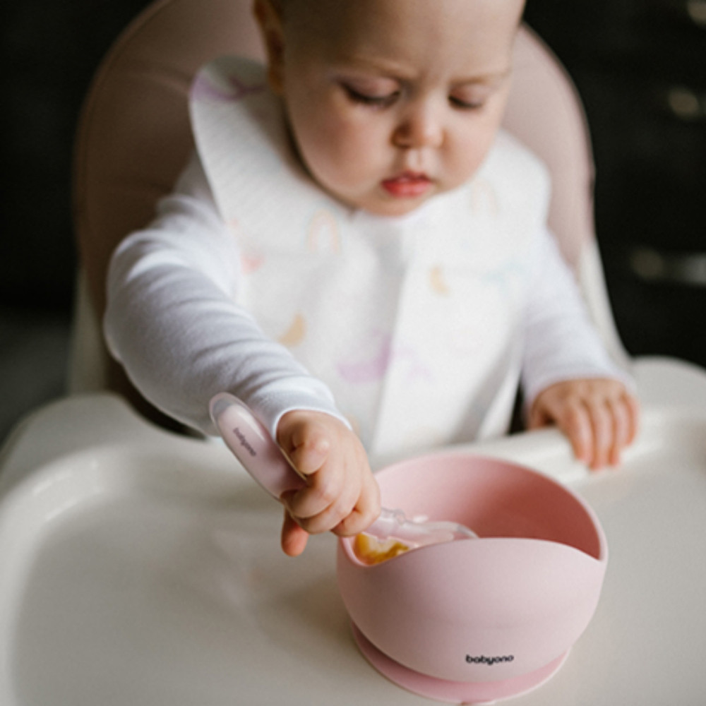 BabyOno 1481/02 - Szilikon Tapadókorongos Tányér/Pink – babatermék