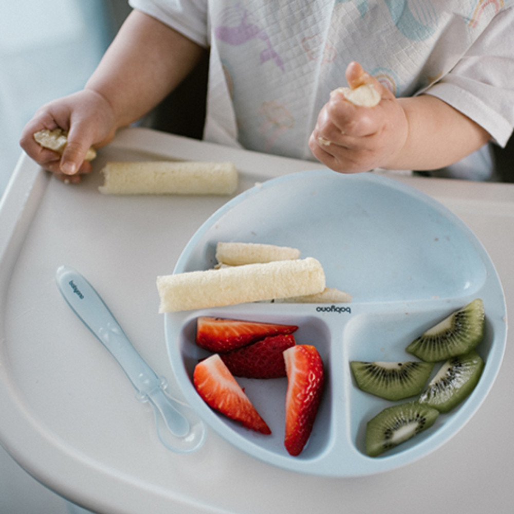 BabyOno 1482/01 -  Szilikon Tapadókorongos Lapos Tányér/Kék – babatermék