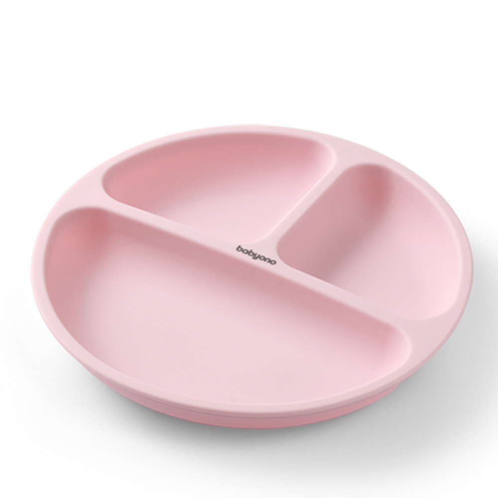 BabyOno 1482/02 -  Szilikon Tapadókorongos Lapos Tányér/Pink – babatermék