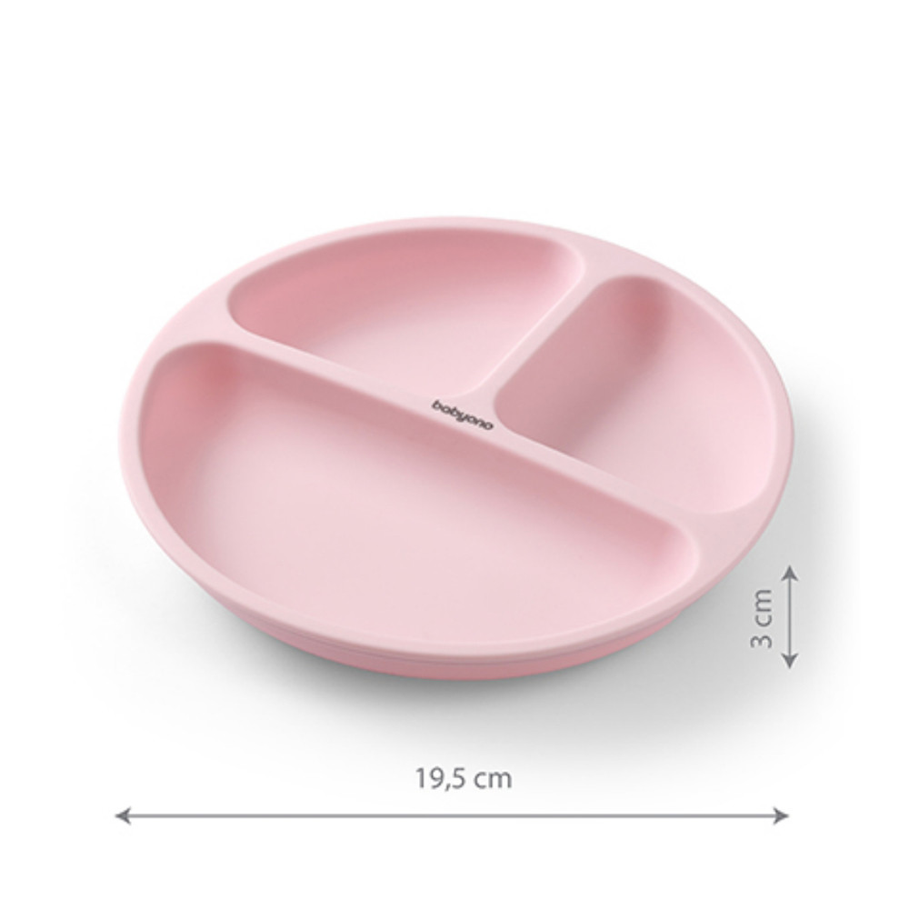 BabyOno 1482/02 -  Szilikon Tapadókorongos Lapos Tányér/Pink – babatermék