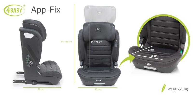 4Baby App-Fix I-Size 100-150cm - Grafit színű (Iso-Fix) – autósülés