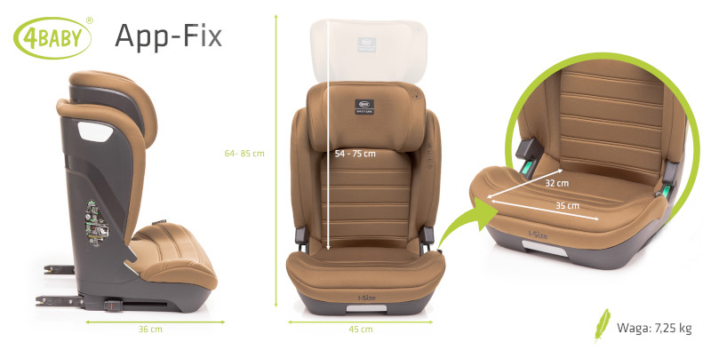 4Baby App-Fix I-Size 100-150cm - Mokka színű (Iso-Fix) – autósülés