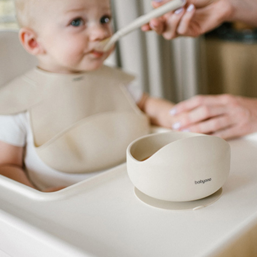 BabyOno 1481/04 -  Szilikon Tapadókorongos Tányér/Bézs – babatermék