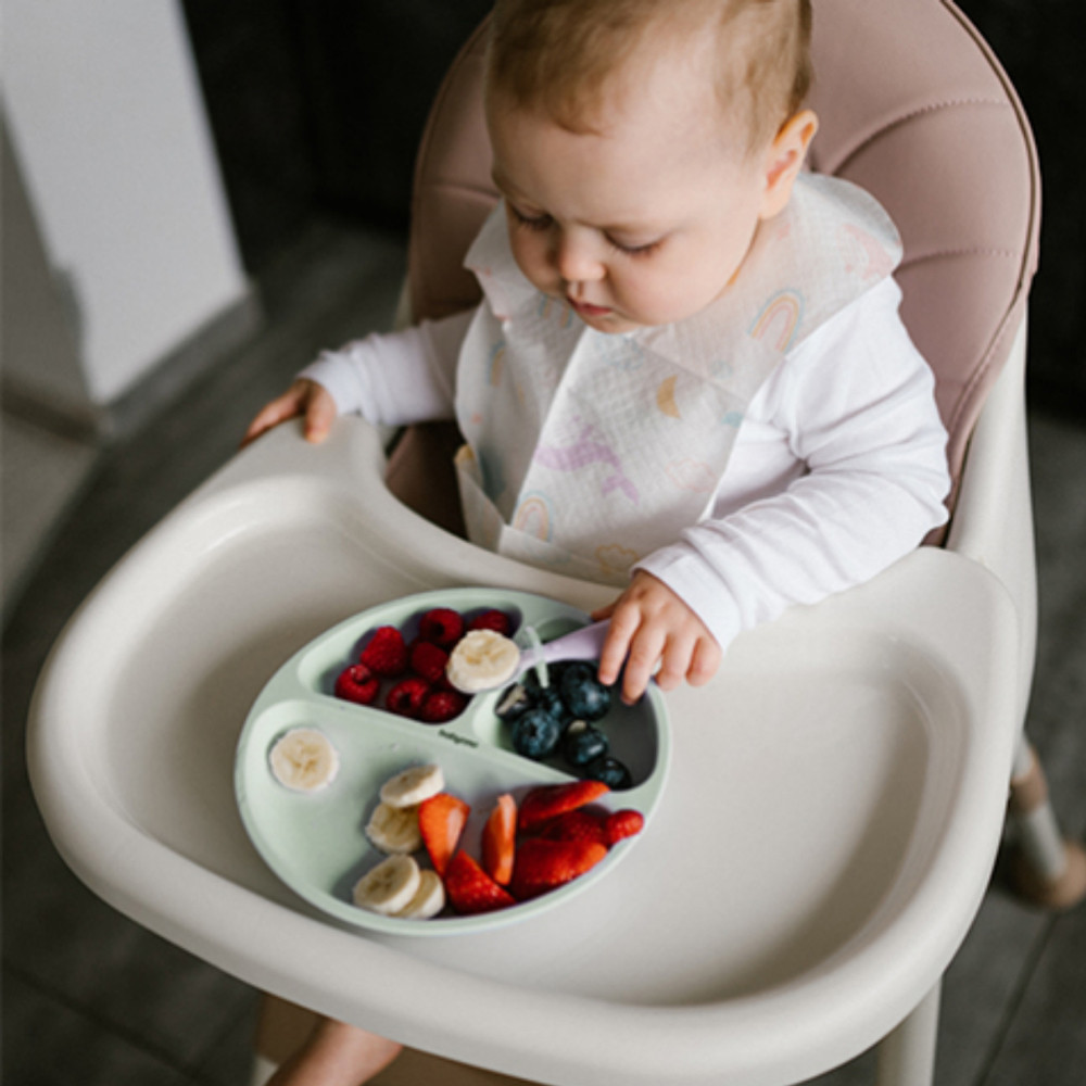 BabyOno 1482/03 - Szilikon Tapadókorongos Lapos Tányér/Menta – babatermék