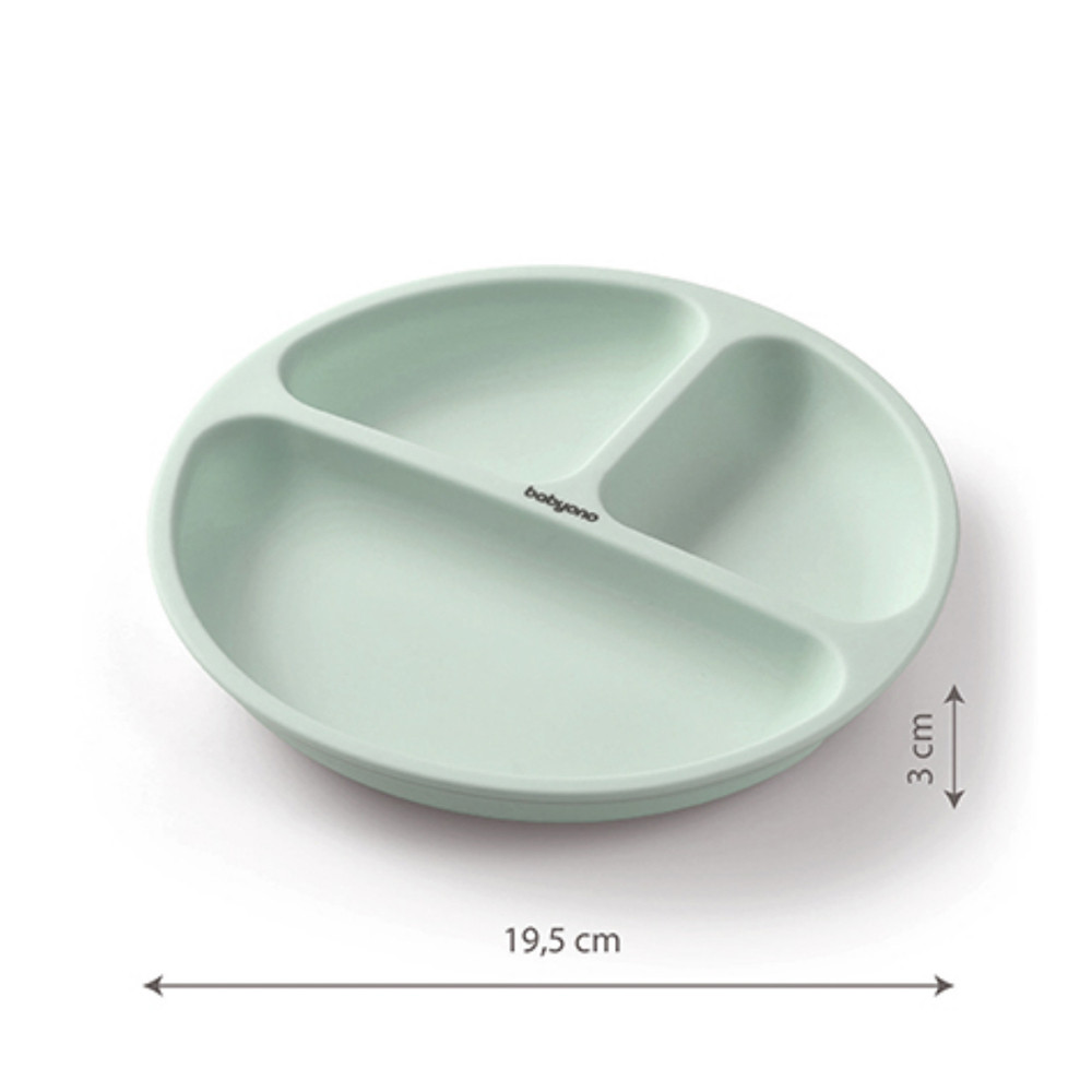 BabyOno 1482/03 - Szilikon Tapadókorongos Lapos Tányér/Menta – babatermék
