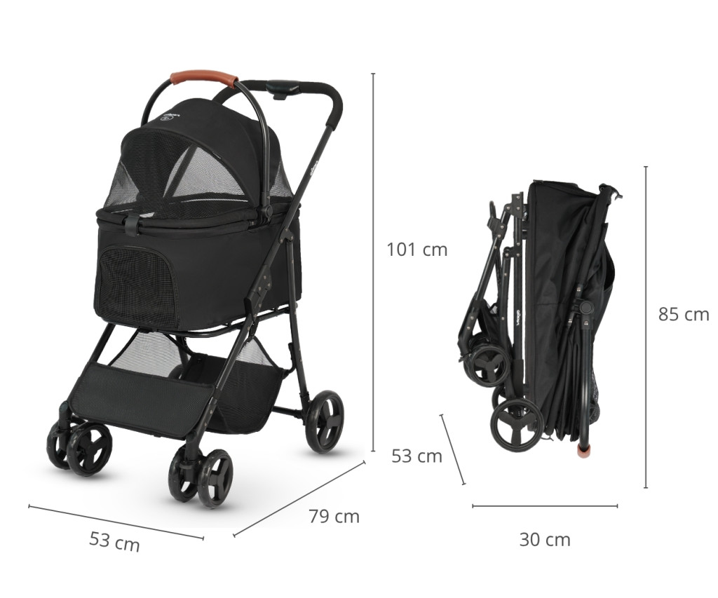Qppet - Bobbie Pet Black 6961 Kutya és Cica Babakocsi – babakocsi