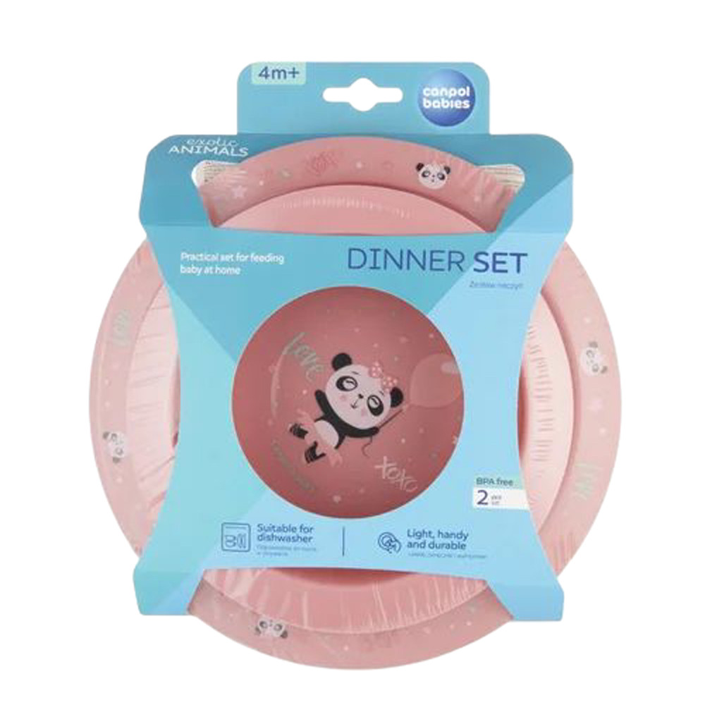 Canpol 56/523 - Tányér Étkészlet Exotic Animals Pink – babatermék