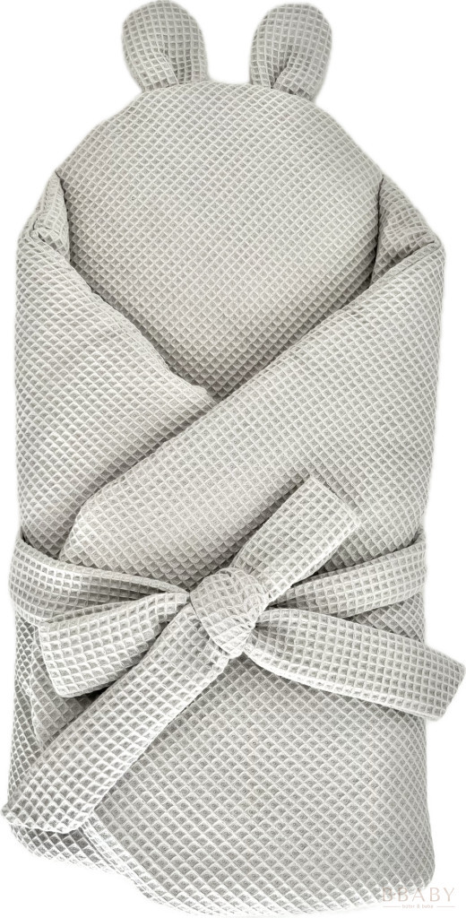 Kókuszpólya – Szürke waffle pamut, 75X75 cm – Uniszex, biztonsági csattal, kókuszbetéttel
