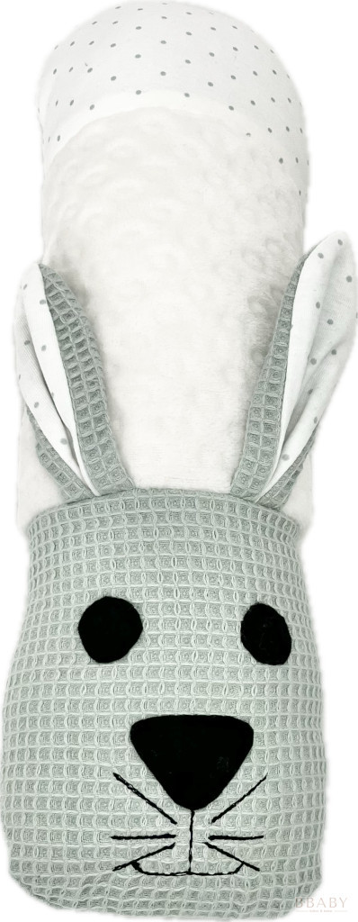 Little Bunny – Állatfigurás szundi hengerpárna babáknak | Nyuszi, menta waffle pamut, mosható – babatermék