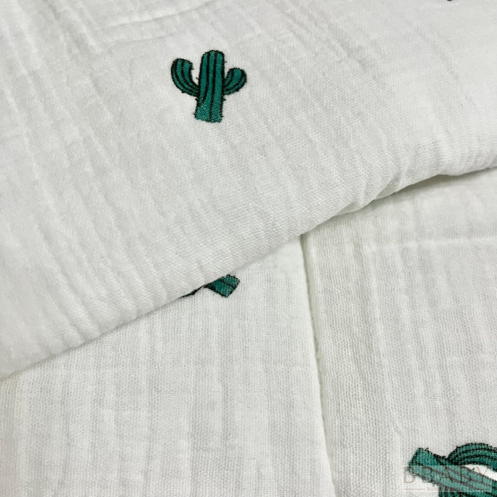 Zöld Kaktuszok – 2 részes babaágynemű szett duplagéz anyagból, 70×90 cm, természetes mintával