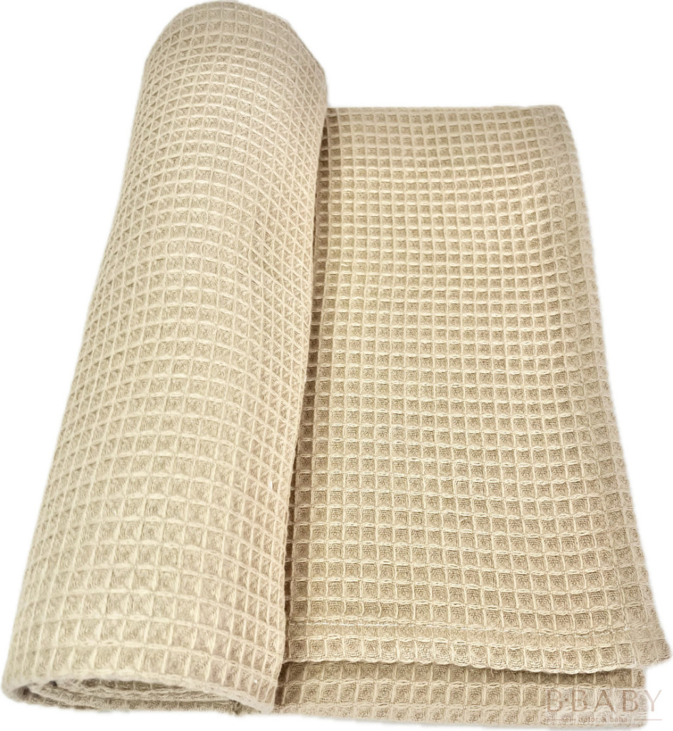 Mogyoró waffle babatakaró – 70x90 cm, természetes pamut takaró babáknak – babatermék
