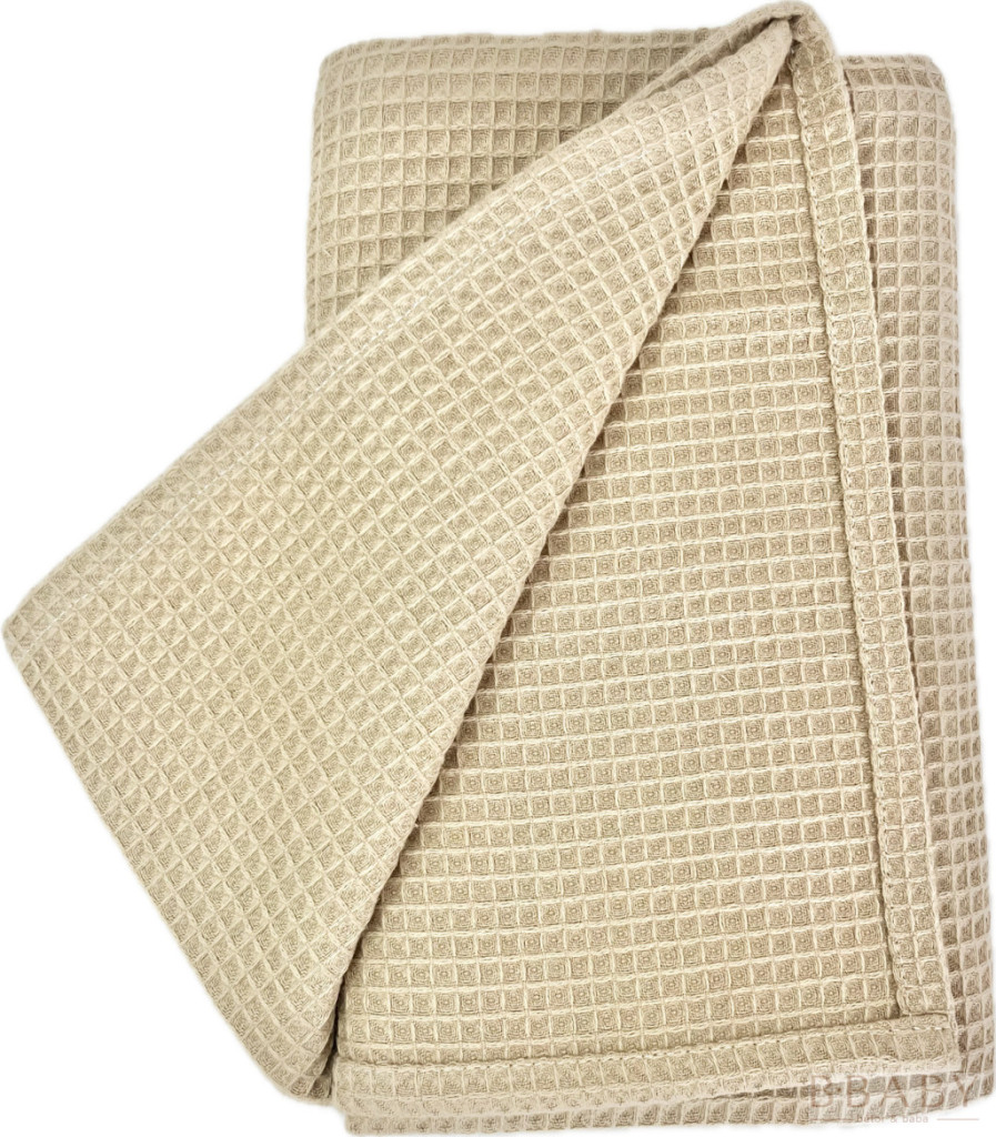 Mogyoró waffle babatakaró – 70x90 cm, természetes pamut takaró babáknak – babatermék