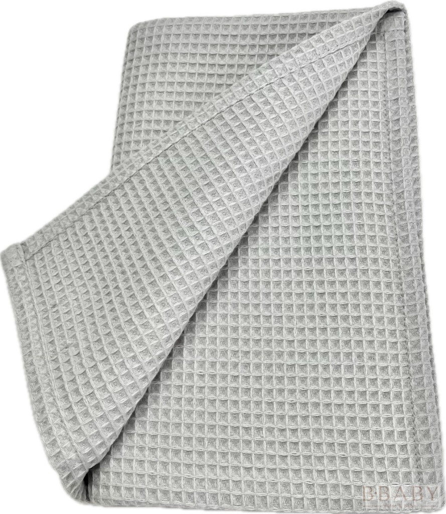 Szürke waffle babatakaró 70x90 cm – OEKO-TEX pamut, hőkiegyenlítő, légies textúra – babatermék