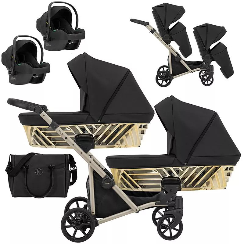 Kunert IVENTO DUO Glam - Eco Black Pearl Ikerbabakocsi – babakocsi