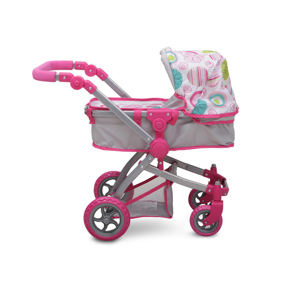 Moni Toys Pink rose játék mózes kosaras babakocsi
