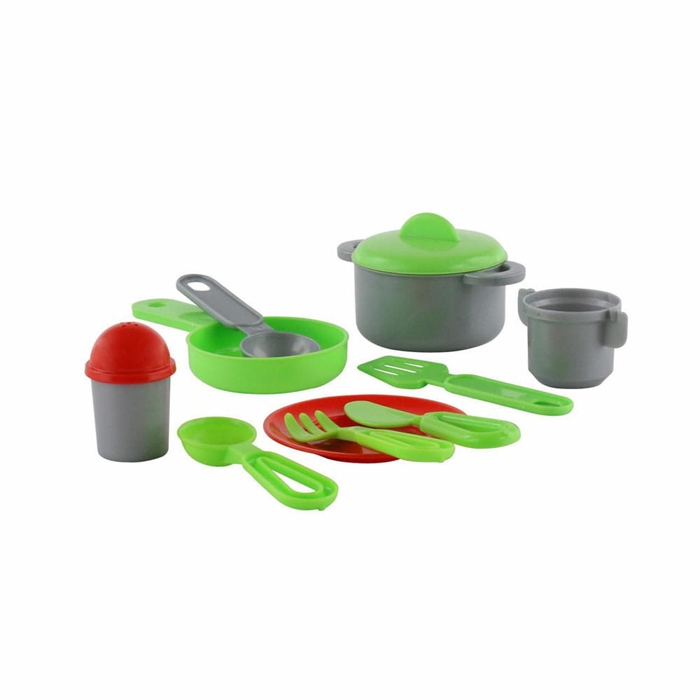 Polesie Toys kis konyha JANA edényekkel 49cm PIROS/kék