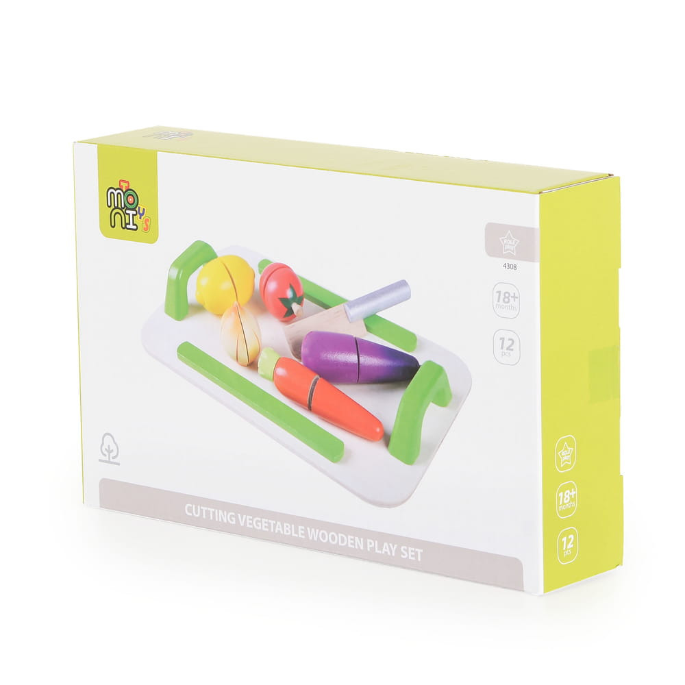 Moni Toys Fajáték fa szeletelhető zöldség szett