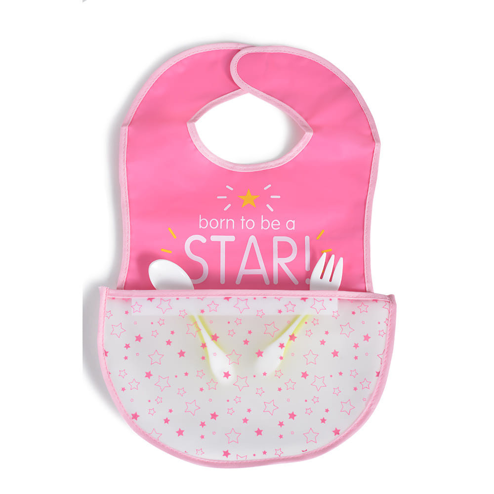 CANGAROO GLAM előke tépőzáras, zsebbel, műanyag PINK