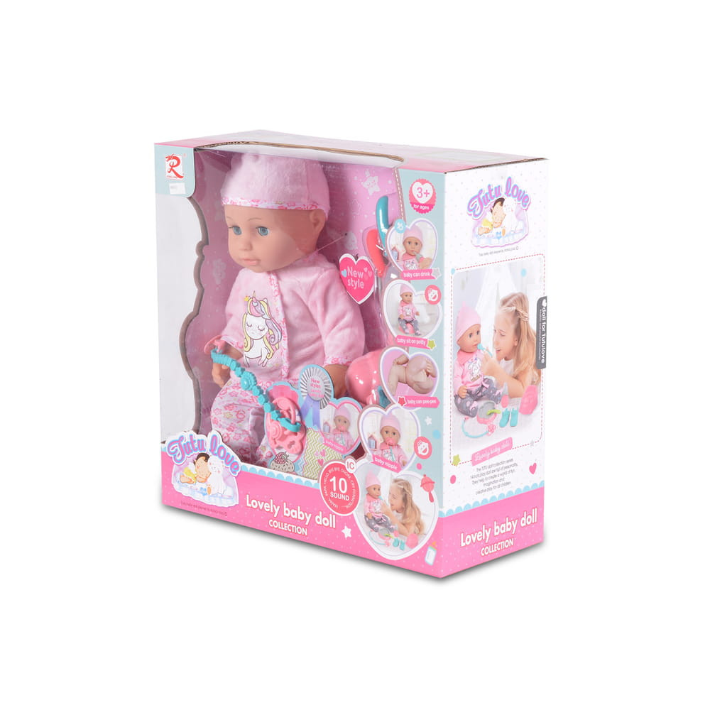 Tutu love Baba 36 cmes baba itatható, zenélő szett rózsa